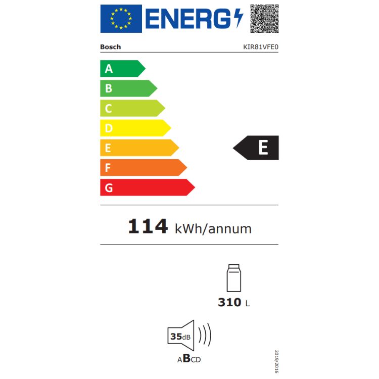 Frigorífico de Encastre Bosch Serie 4 KIR81VFE0 310L Branco
