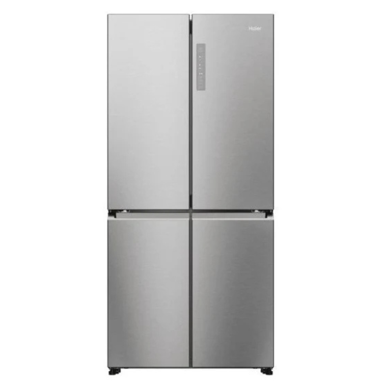 Haier HCR7818DNMM 467L stainless steel American fridge with four doors and No Frost technology.