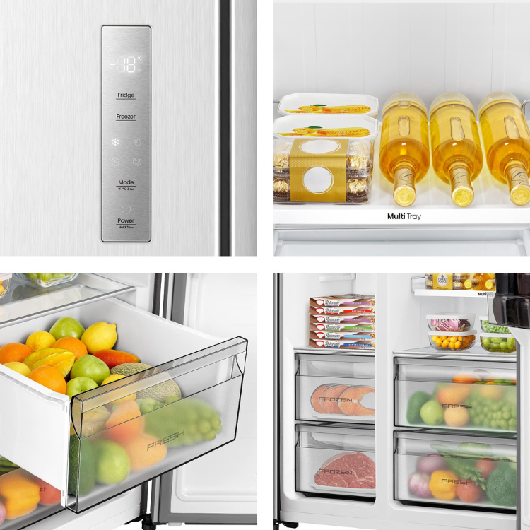 Amerikanischer Hisense Side-by-Side Kühlschrank RS3P558NEIE 544L Inox