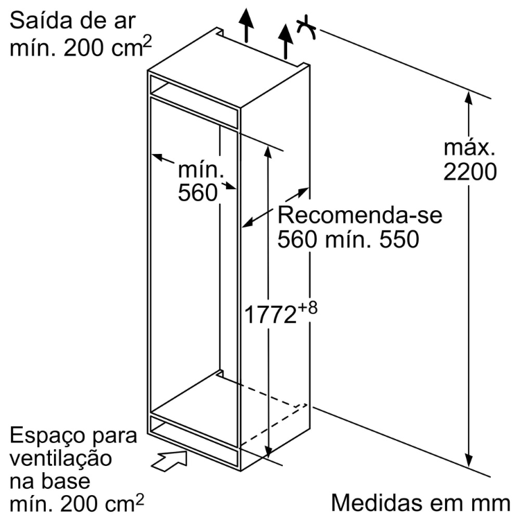 Frigorífico Combinado de Encastre Bosch Serie 2 KIV86NSE0 267L Branco
