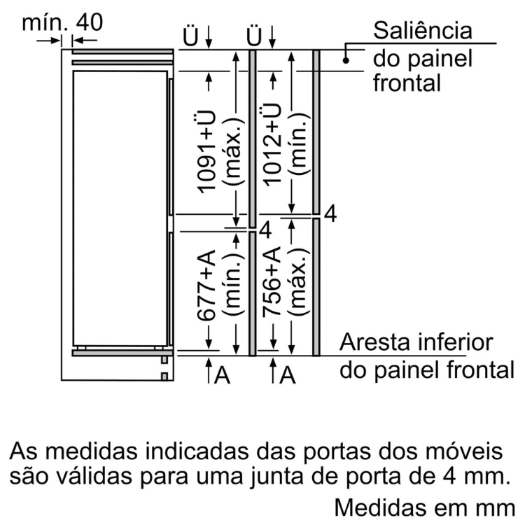 Frigorífico Combinado Encastre Bosch Serie 4 KIV86VSE0 267L Branco