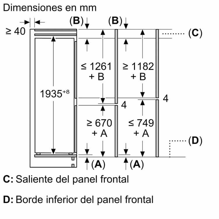Frigorífico Combinado de Encastre Balay 3KIE901F 383L