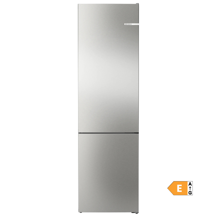 Bosch Serie 4 KGN39VIEB inox fridge-freezer, 368L, Class E energy rating.