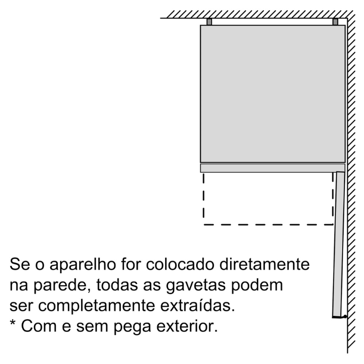 Bosch Serie 4 KGN39VIEB inox fridge against wall with drawers extended.