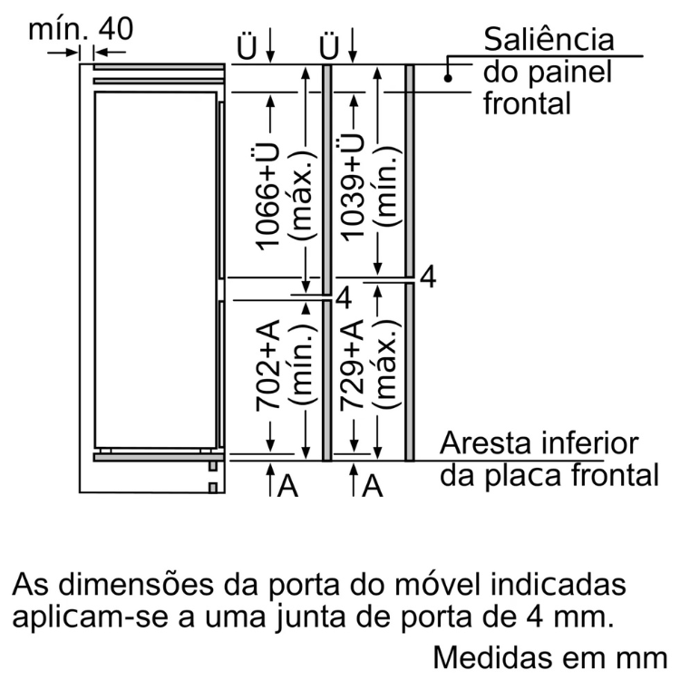 Frigorífico Combinado de Encastre Bosch Serie 6 KIS86AFE0 272L Branco