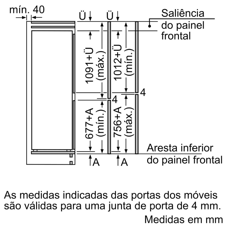 Frigorífico Combinado de Encastre Balay 3KIE711S 267L