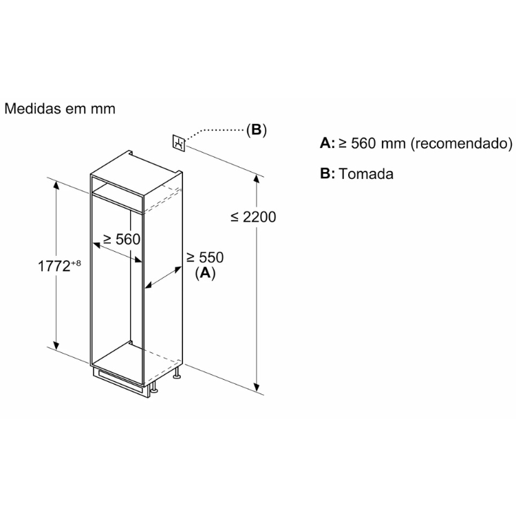 Frigorífico Combinado de Encastre Balay 3KIE711S 267L