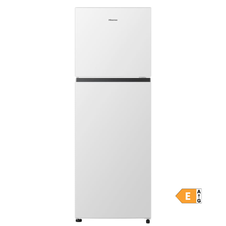 Hisense 325L white double door fridge, energy rating E.