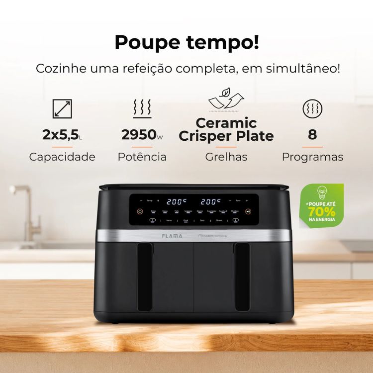 Fritadeira Flama Air Fryer 671FL 11L 3040W Preto