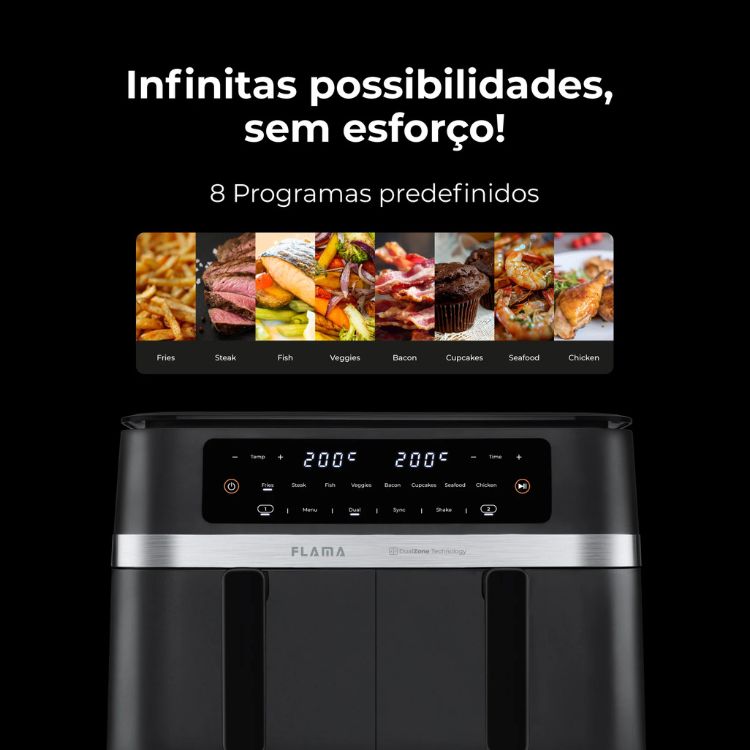 Fritadeira Flama Air Fryer 671FL 11L 3040W Preto