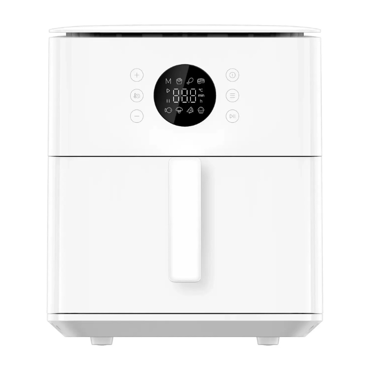 White Xiaomi air fryer with digital display and handle.