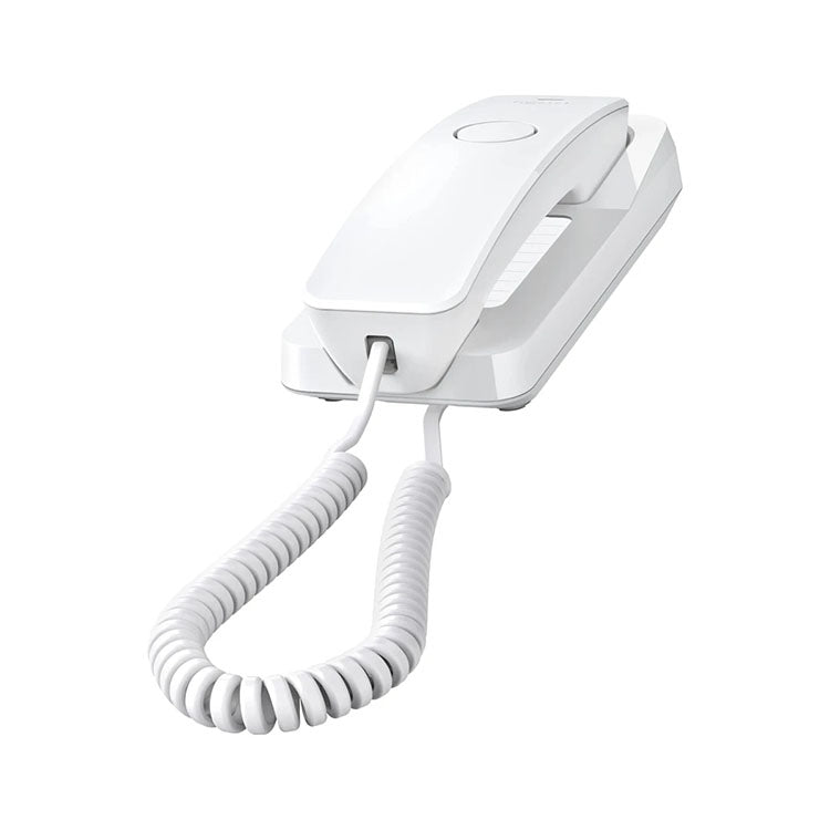 Telefone Gigaset Desk 200 Branco, com auricular e cabo espiral.