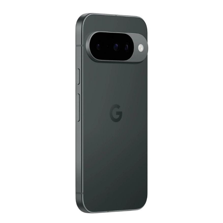 Google Pixel 10, smartphone preto, câmara dupla e flash, logotipo G no verso.