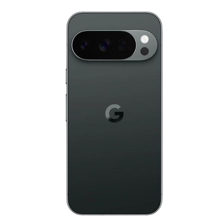 Google Pixel 10 Pro, cor obsidiana, com câmera tripla e logotipo G.