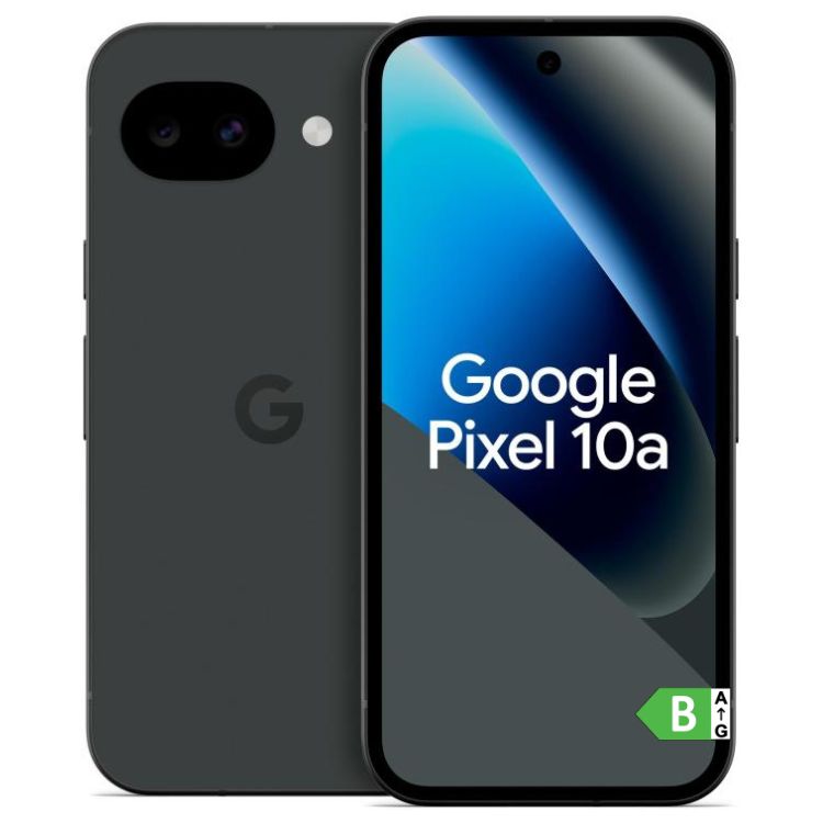 Google Pixel 10a 5G preto, 8GB/256GB, dual sim, lado frontal e traseiro.