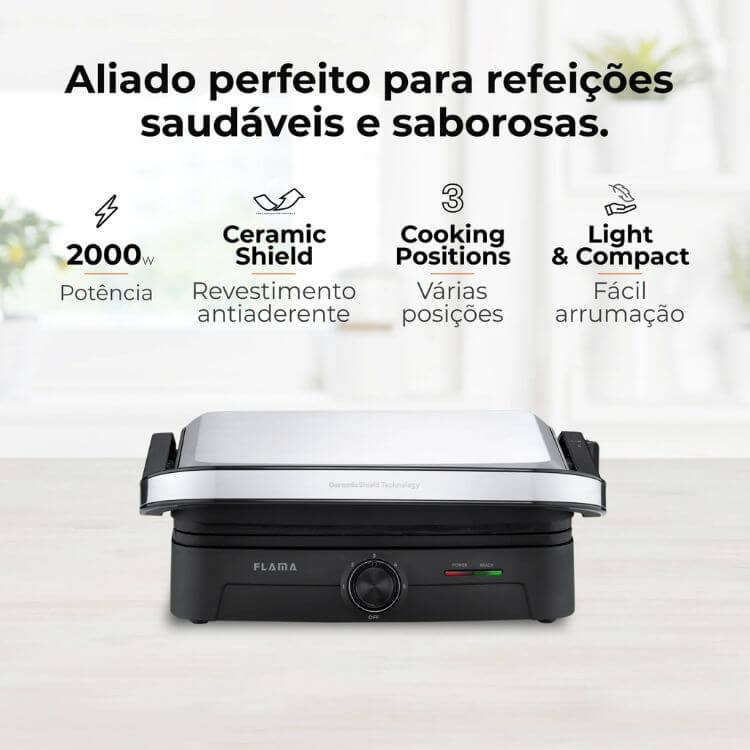 Grelhador Flama Placas HeatPro 4522FL 2000W