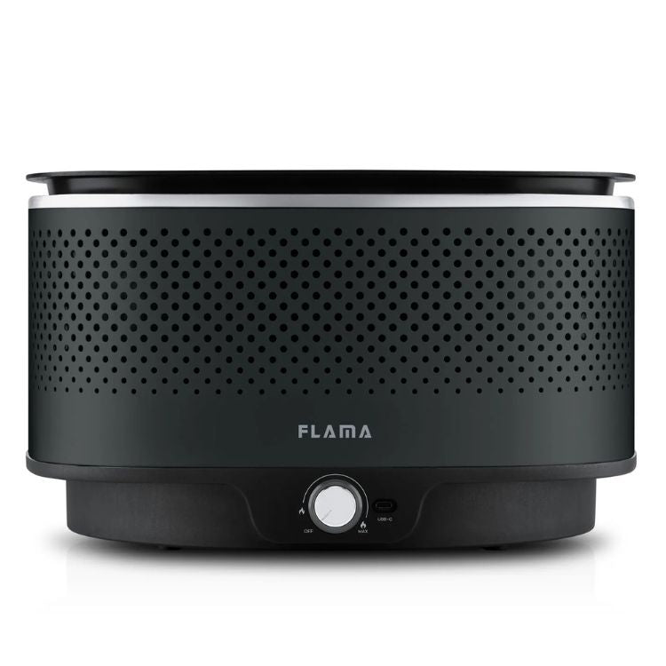 Grelhador a carvão Flama Mastergrill EVO 4011FL preto com controlo de temperatura.