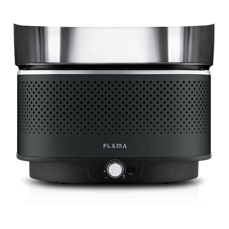 Grelhador a carvão Flama Mastergrill EVO 4011FL preto com controle de temperatura.
