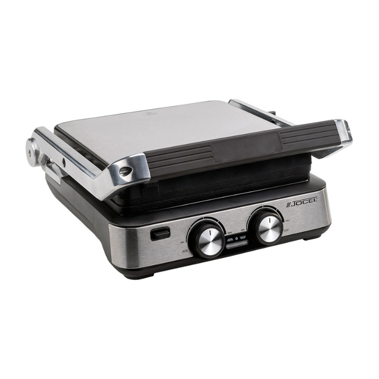 Jocel 2000W black electric grill with silver accents and controls.