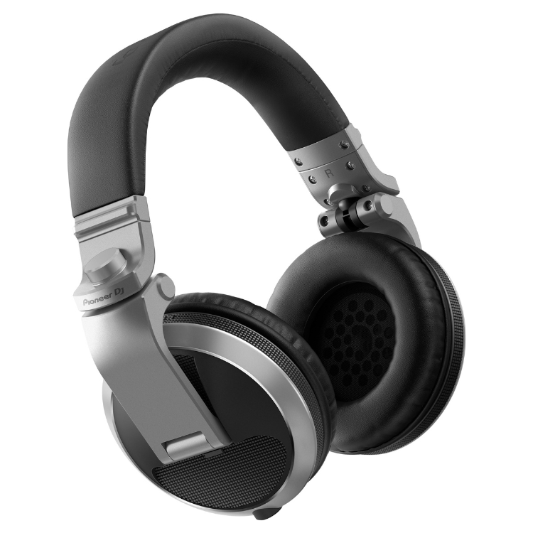 Pioneer DJ HDJ-X5-S silver and black headphones.