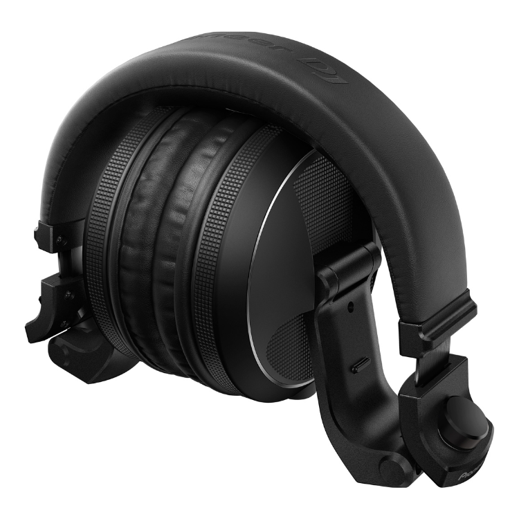 Black Pioneer DJ HDJ-X5-K headphones with adjustable headband and ear cushions.