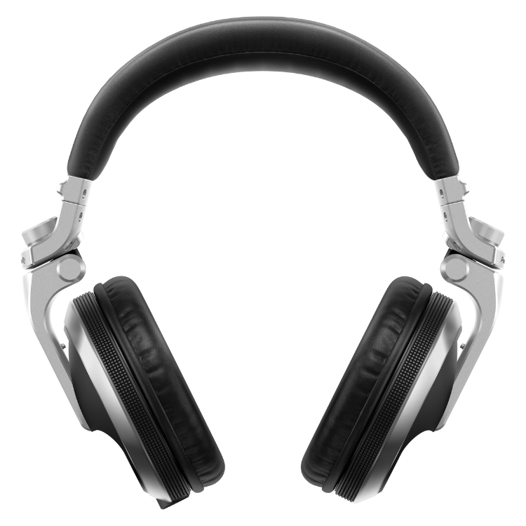 Pioneer DJ HDJ-X5-S silver and black DJ headphones.