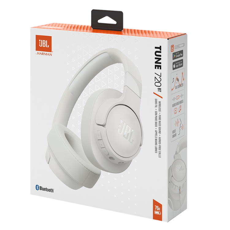 JBL Tune 720BT white Bluetooth headphones packaging
