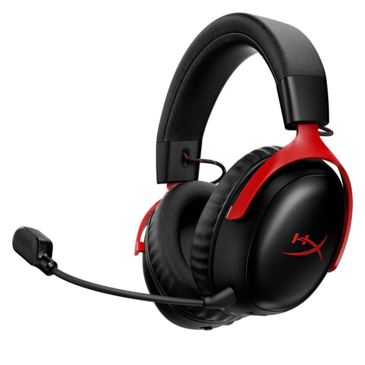 HyperX Cloud III S Wireless gaming headset, black and red.