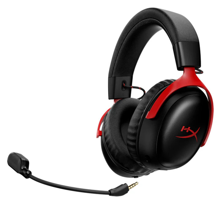HyperX Cloud III S Wireless gaming headset, black and red.