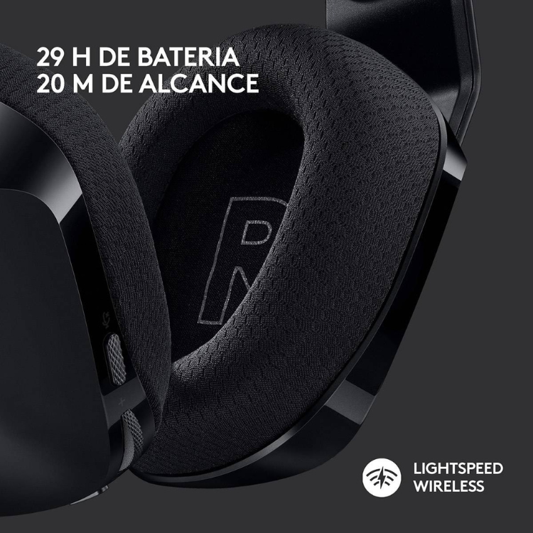 Black Logitech G733 Lightspeed wireless gaming headset with RGB, cushioned earcup.