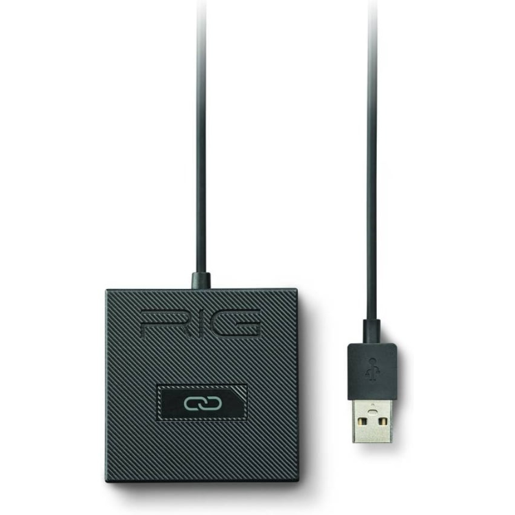 Black Plantronics RIG wireless gaming headset USB transmitter.