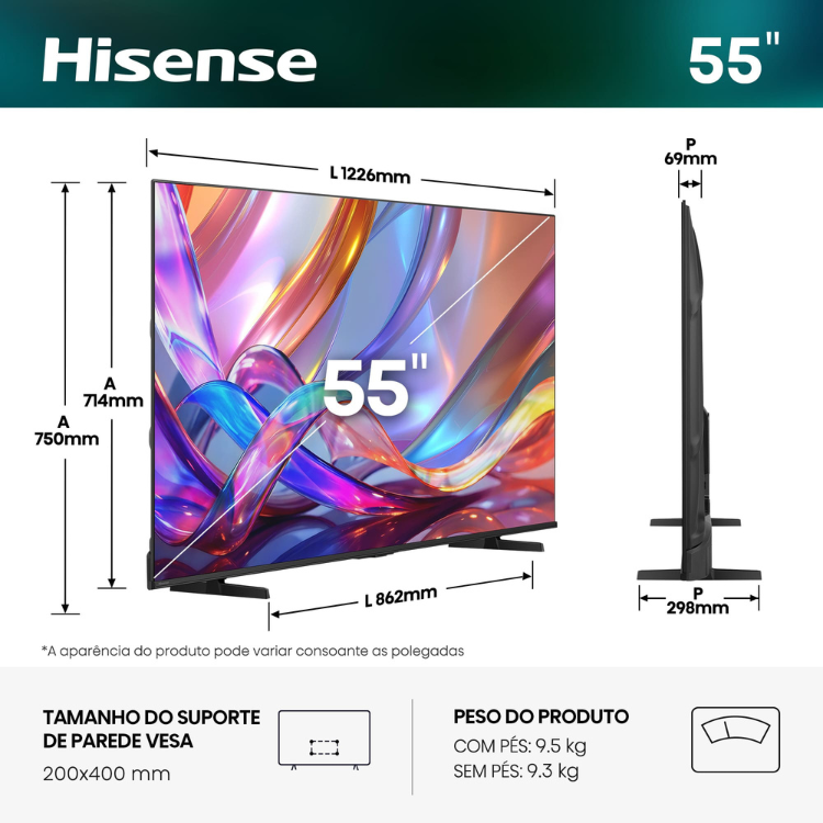 Televisão Hisense E7S (2026) Smart TV 4K QLED 55"