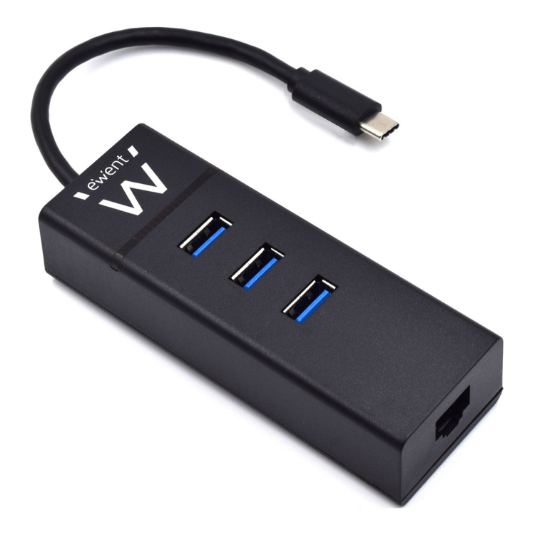 Ewent 3x USB-C auf USB-A + Gigabit-Netzwerk-Hub