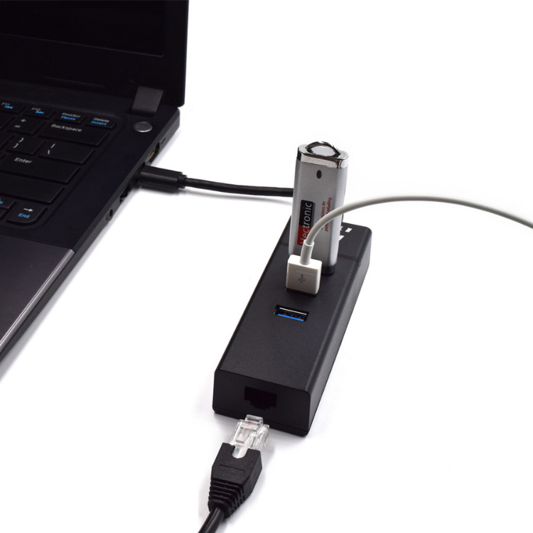 Ewent 3x USB-C auf USB-A + Gigabit-Netzwerk-Hub