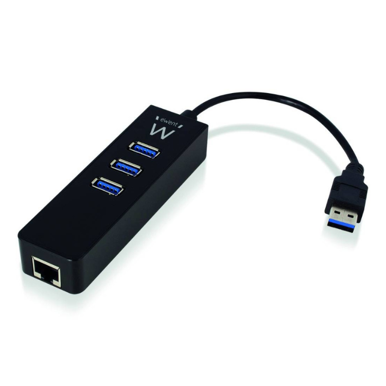Hub Ewent EW1140 RJ45 + 3 USB-C 3.1 Gen1 Preto