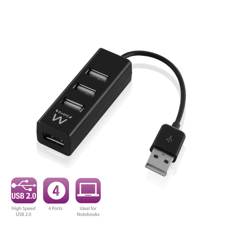 Ewent USB Hub 4 Ports USB 2.0 Schwarz