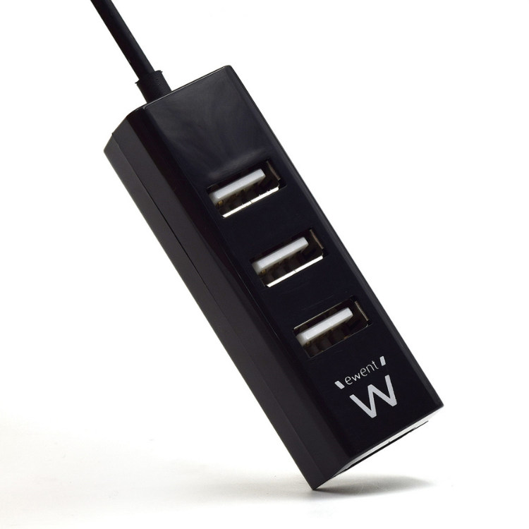 Hub USB 4 Portas USB 2.0 Ewent Preto