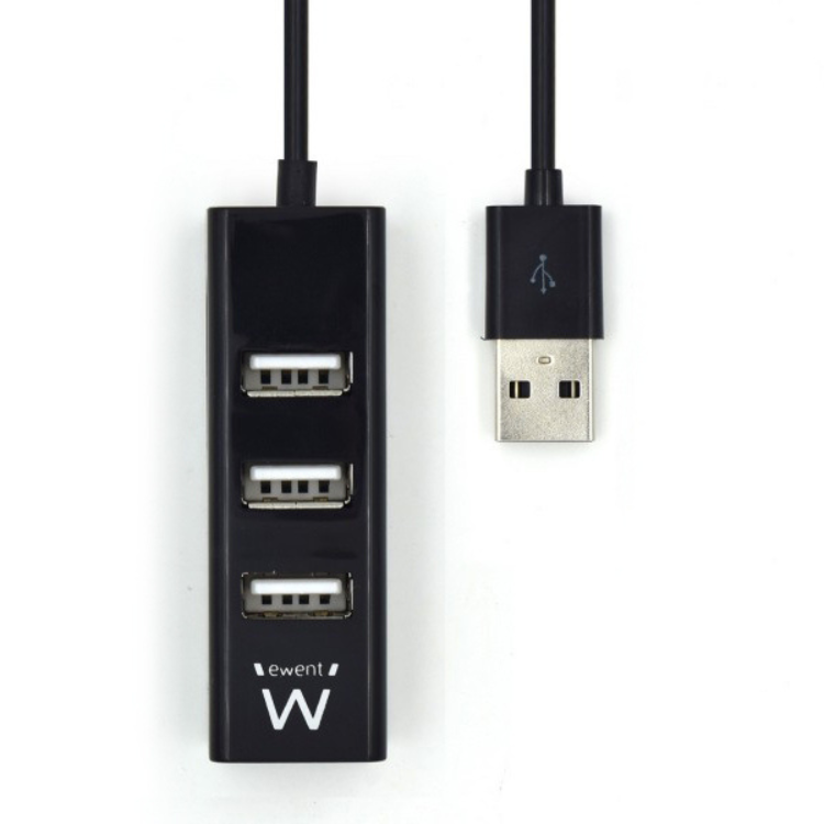 Hub USB 4 Portas USB 2.0 Ewent Preto
