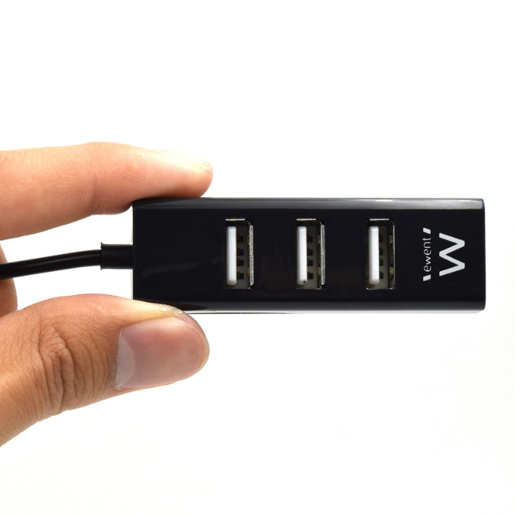 Hub USB 4 Portas USB 2.0 Ewent Preto