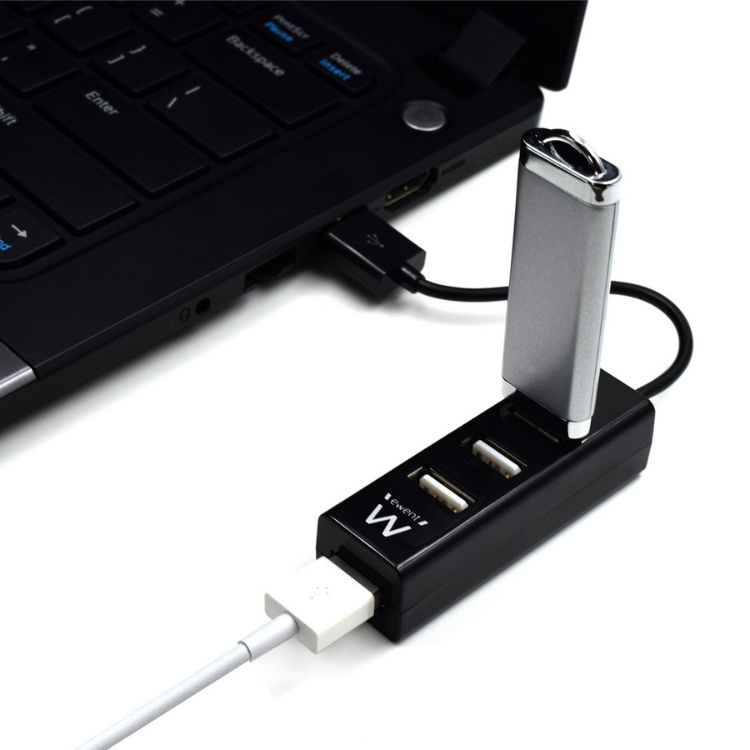 Hub USB 4 Portas USB 2.0 Ewent Preto