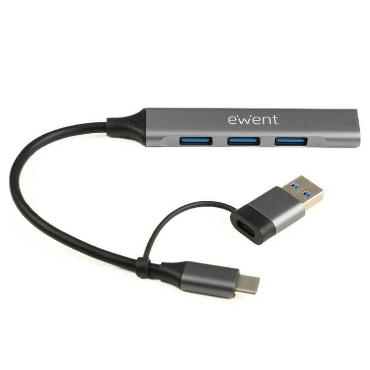 Hub USB-C Ewent EW1154 4x Portas (1x USB-A 3.2 Gen 1 + 3x USB-A 2.0)