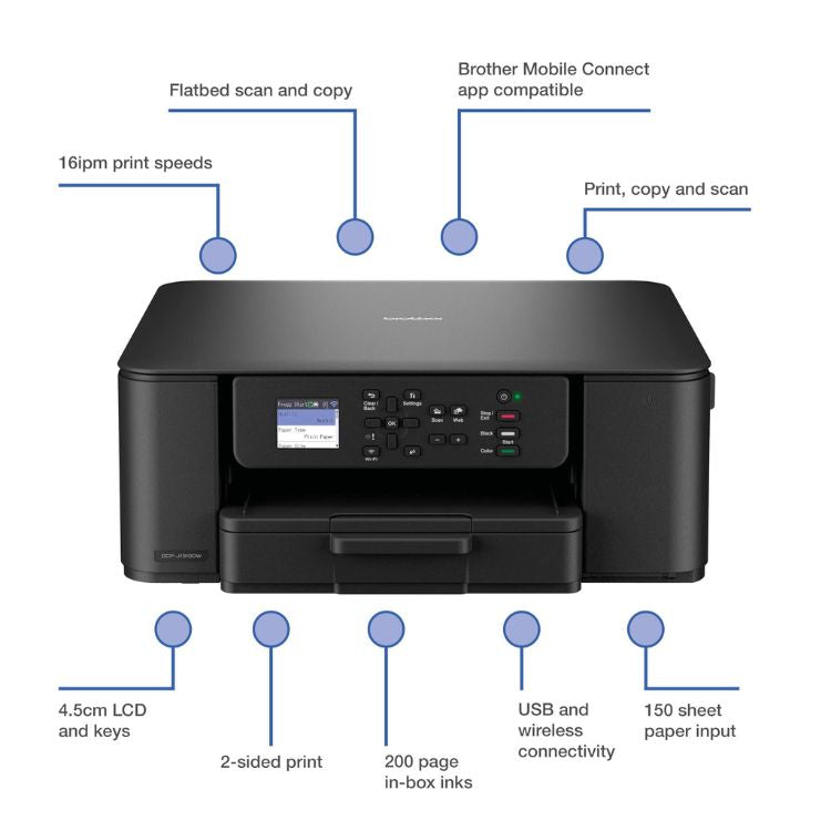 Impressora Multifunções Brother DCP-J1310W Jato de Tinta Wi-Fi Cores