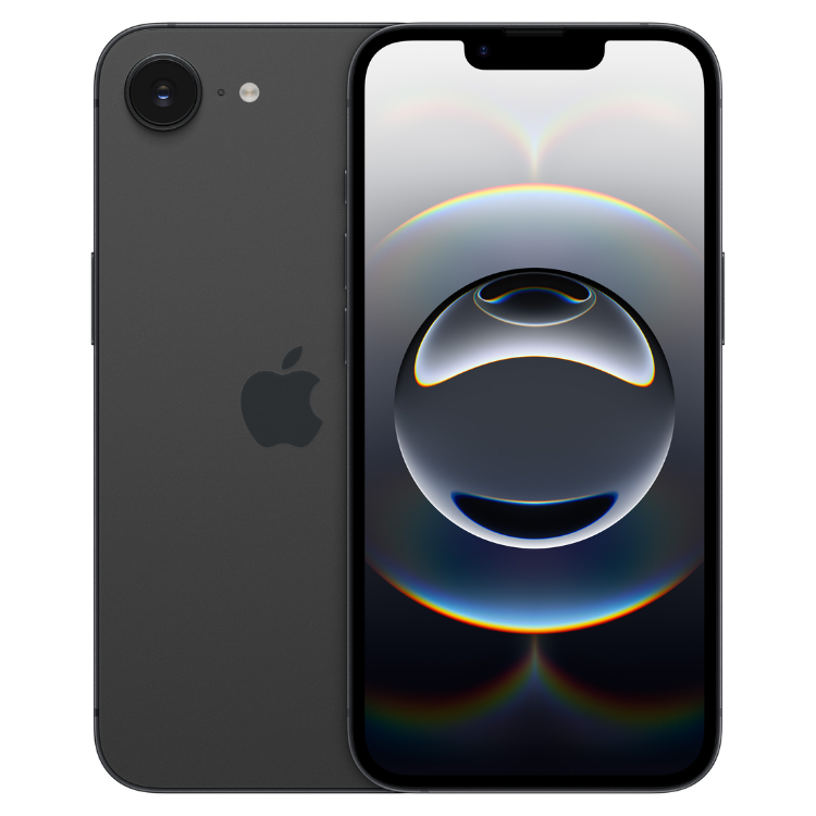 iPhone 16e 128GB Preto, smartphone Apple com ecrã touchscreen e processador Apple A16 Bionic, câmara dupla.