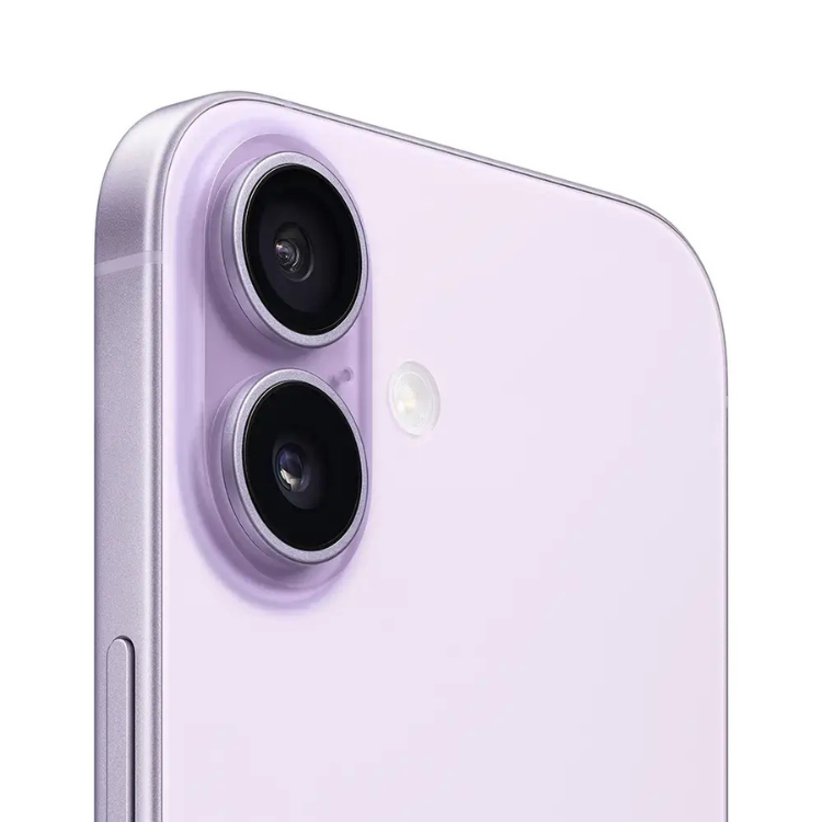 iPhone 17, cor lavanda, parte traseira com duas câmeras.