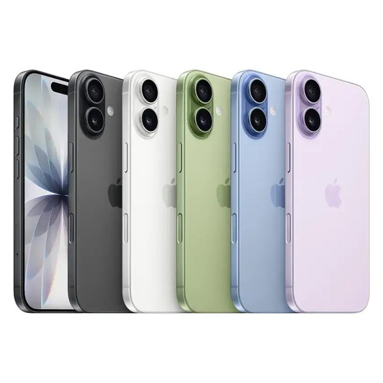 Smartphone Apple iPhone 17, várias cores, incluindo lavanda, com câmaras triplas e ecrã.