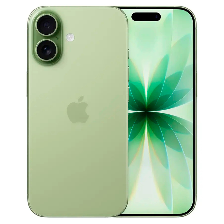 iPhone 17, verde, 256GB, ecrã OLED 6.1 polegadas, processador A19, câmaras dupla 48MP, bateria 4500mAh.