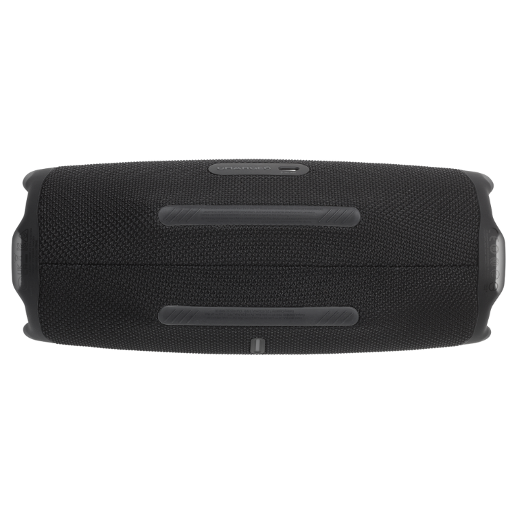 Black JBL Charge 6 portable speaker with textured surface and buttons.