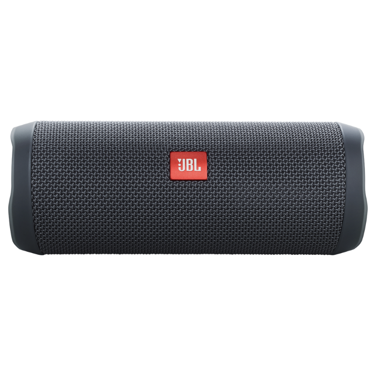 Black JBL Flip Essential 2 Bluetooth speaker with red logo