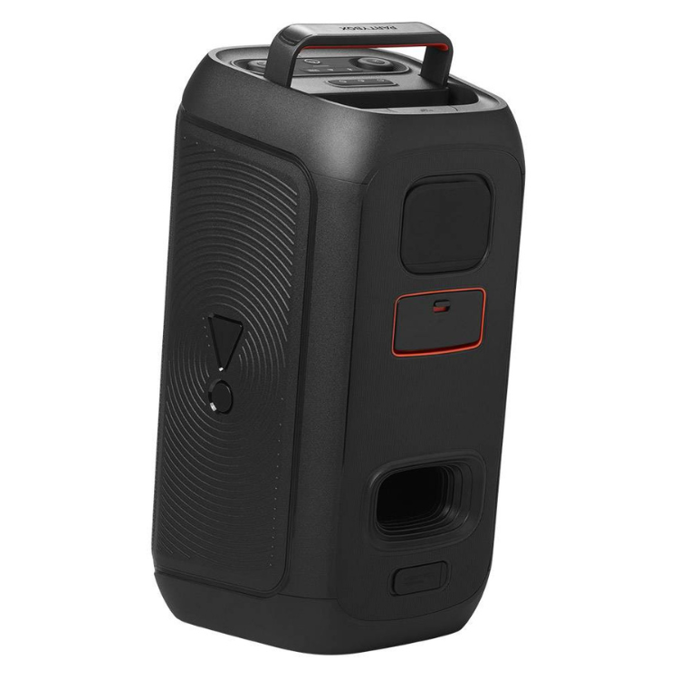 Black JBL PartyBox Club 120 portable speaker with handle and red accents.