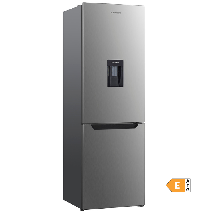 Jocel JC293ID 291L stainless steel fridge freezer with water dispenser, energy rating E.